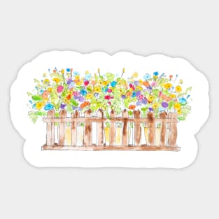 colorful flowers in 3 pots watercolor Sticker